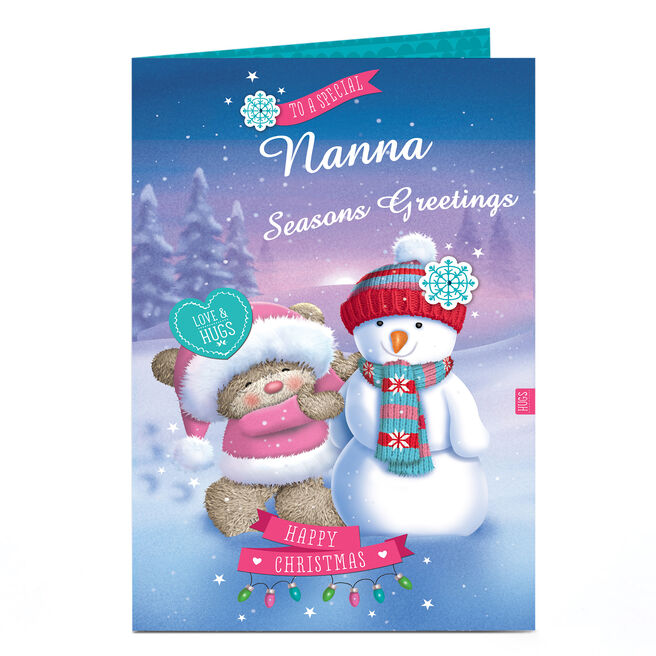 Personalised Hugs Christmas Card - Special Snowman Nanna