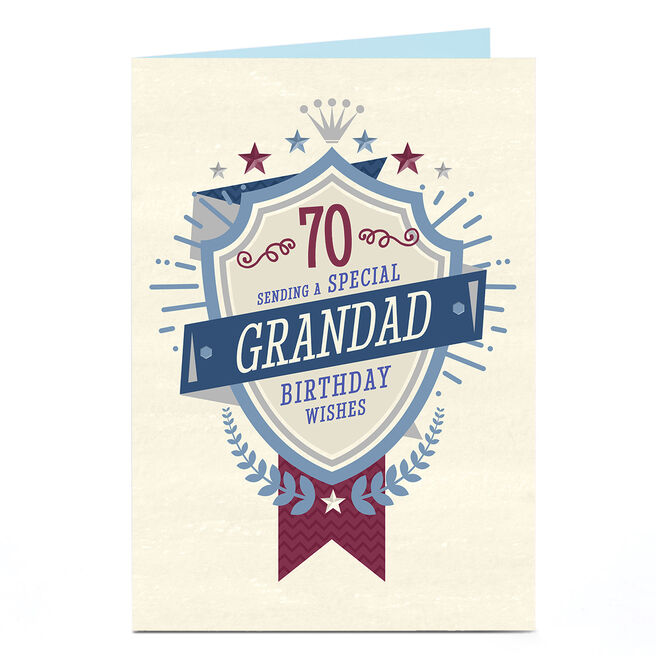 Personalised 70th Birthday Card - Special Wishes Shield