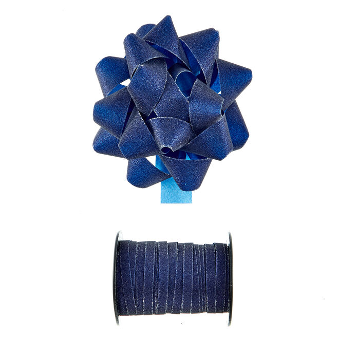 Navy Glitter Bow & Curling Ribbon