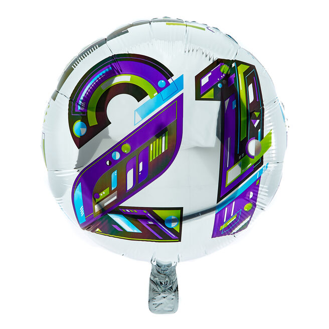 Modern Numerals 21st Birthday 18-Inch Foil Helium Balloon