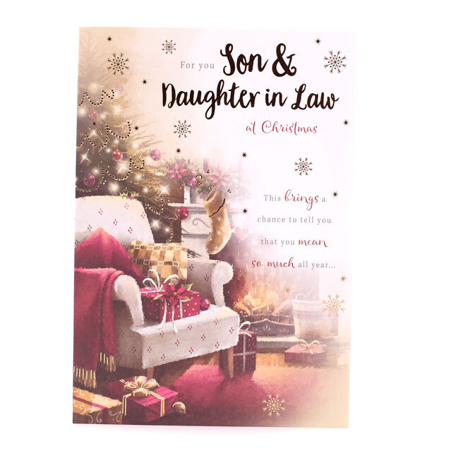 Christmas Card - Son And Daughter In Law, Traditional Fireside