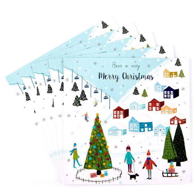 Charity Christmas Cards - Snowy Town Pack Of 10