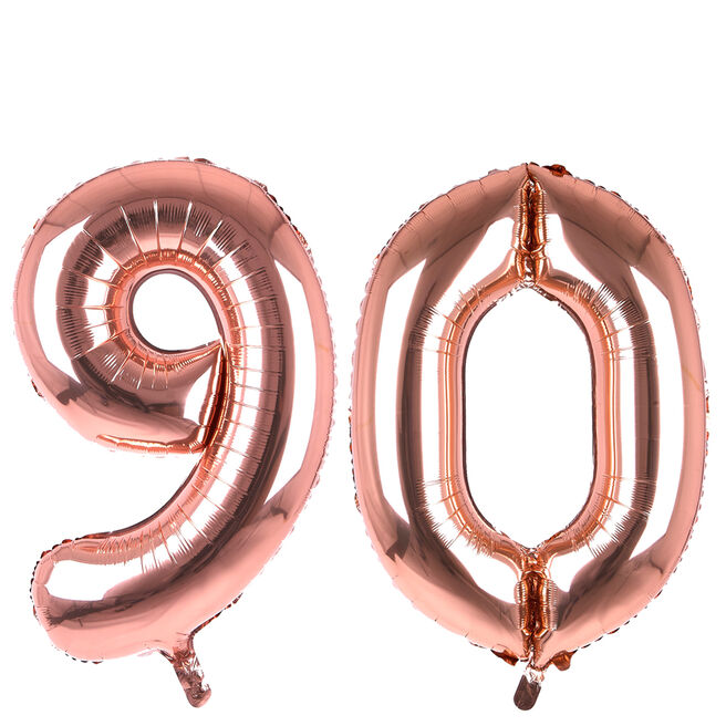 Age 90 Giant Foil Helium Numeral Balloons - Rose Gold (deflated)