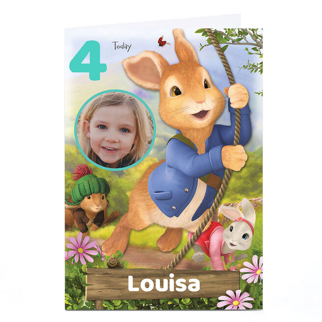 Photo Peter Rabbit Birthday Card - Editable Age & Name