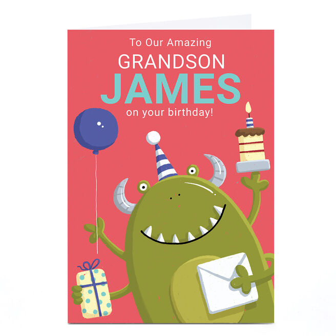 Personalised Dumpling Green Birthday Card - Monster