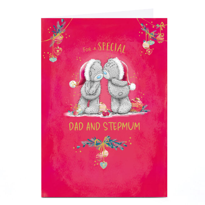 Personalised Tatty Teddy Christmas Card - For a Special Dad and Stepmum