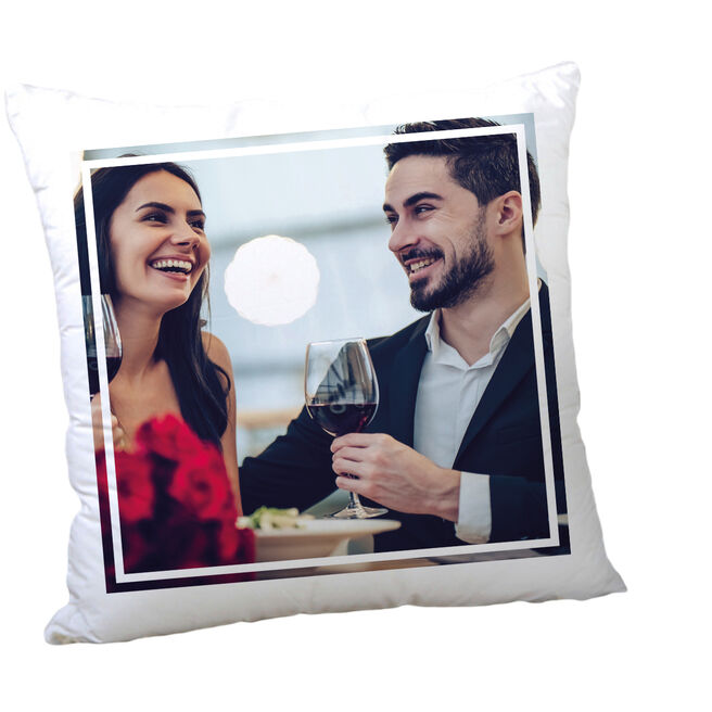 Photo Upload Valentine's Cushion - 1 Photo, White Border