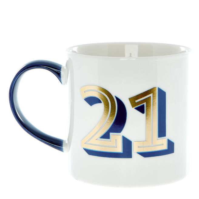 21st Birthday Mug In A Box - Blue & Gold 