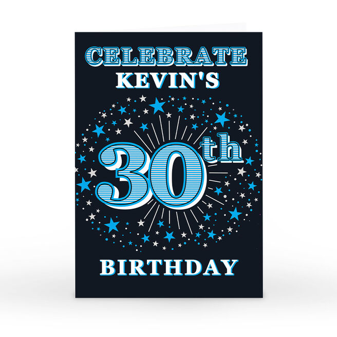 Personalised 30th Birthday Invitation - Blue Stars