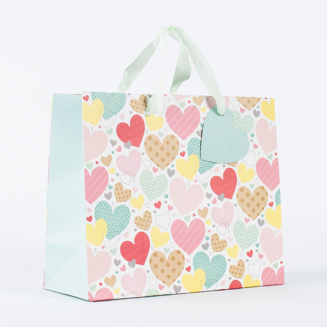 Medium Portrait Hearts & Kisses Gift Bag