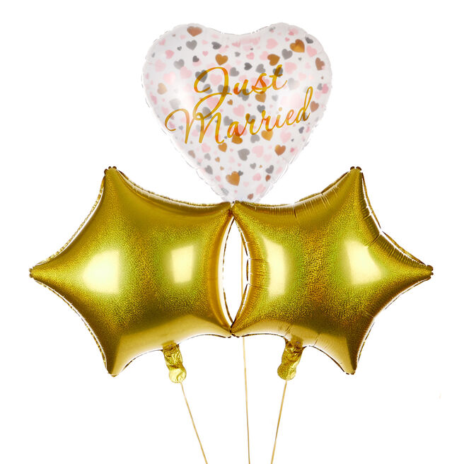 Just Married Balloon Bouquet - DELIVERED INFLATED!