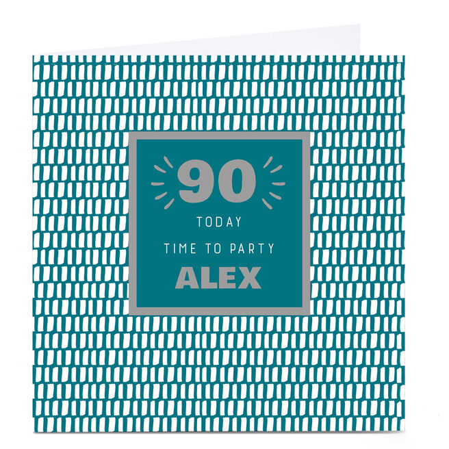 Personalised 90th Birthday Card - Time To Party Green
