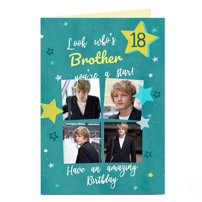 Photo Birthday Card - You're A Star, Editable Age & Name