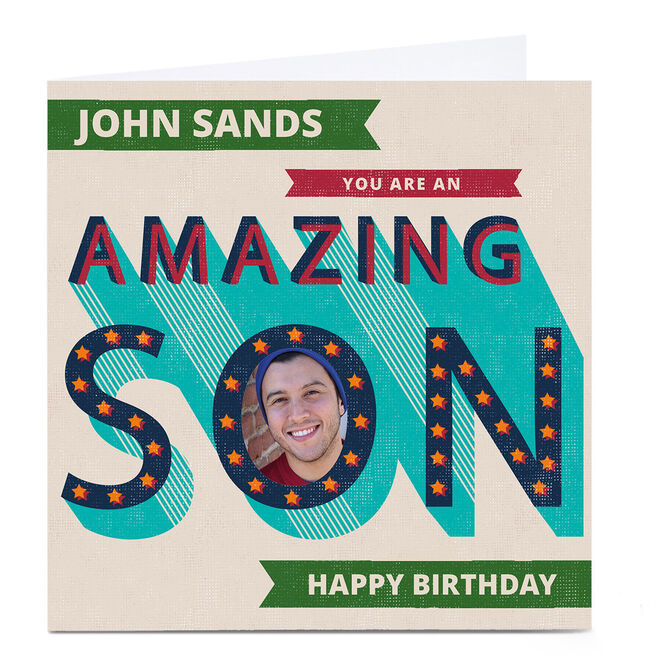 Personalised Kerry Spurling Photo Card - Amazing Son