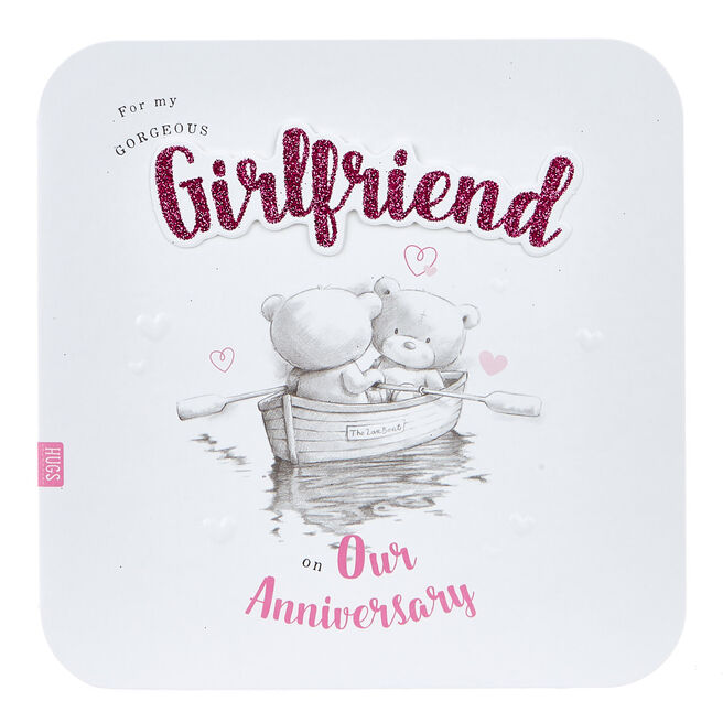 Boutique Collection Anniversary Card - Gorgeous Girlfriend, Hugs Bear 