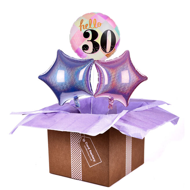 Hello 30th Birthday Balloon Bouquet - DELIVERED INFLATED!