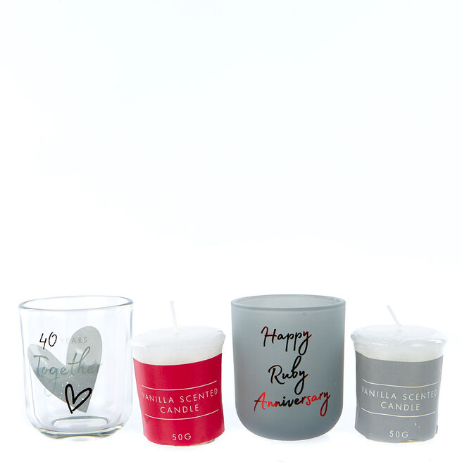 Set of 2 Vanilla Scented Candles - 40th Anniversary