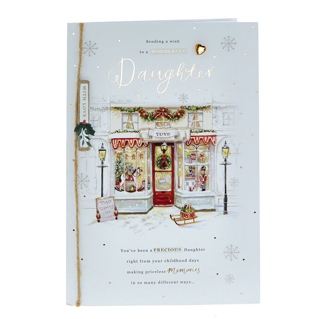 Christmas Card - Wonderful Daughter, Traditional Shop Window