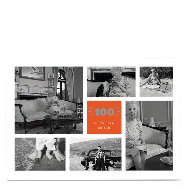 Photo 100th Birthday Card - Looks Great On You [Editable Age]