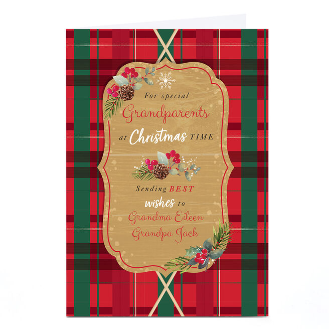 Personalised Christmas Card - Tartan Best Wishes