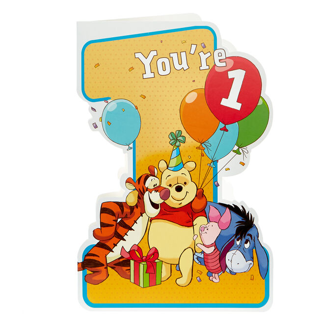 Winnie The Pooh 1st Birthday Card