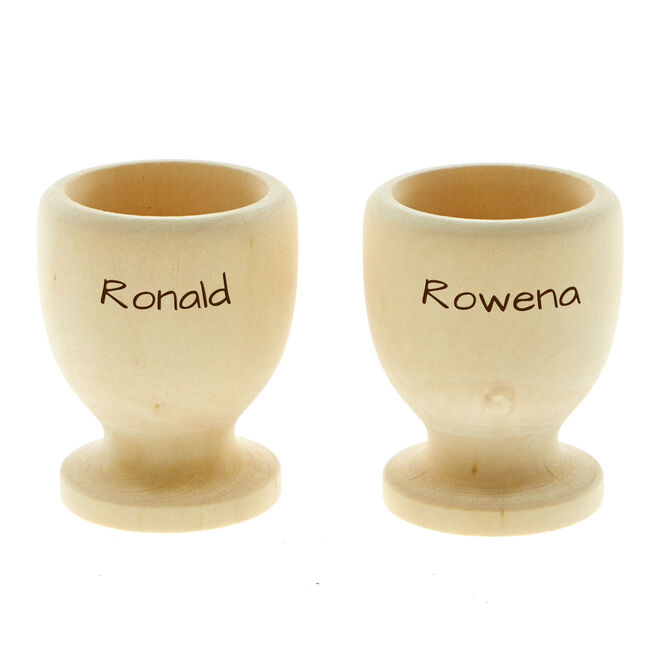 Personalised Engraved Set Of 2 Wooden Egg Cups - His & Hers