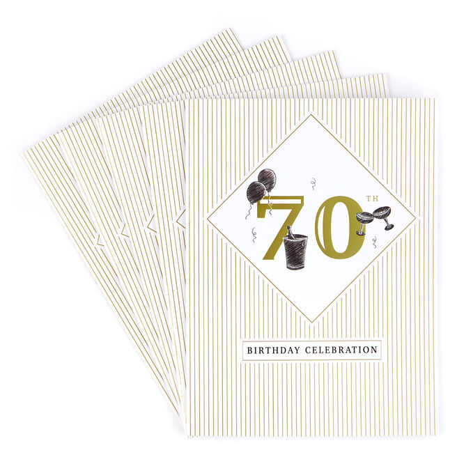 70th Birthday Party Invitations - Pack of 12