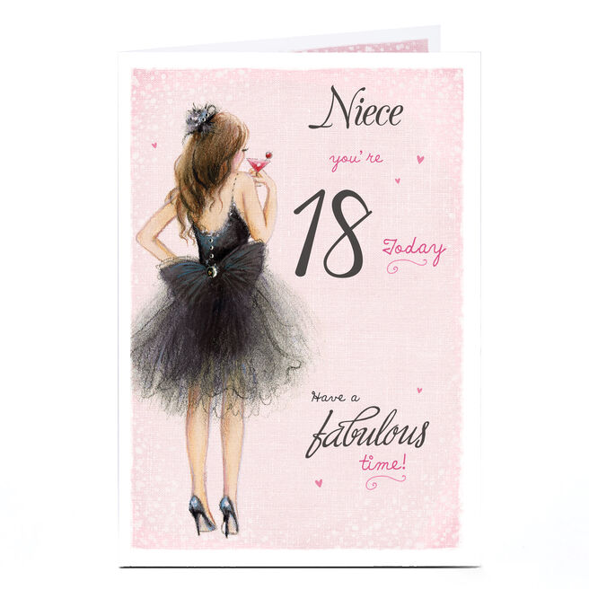 Personalised Editable Age Birthday Card - Niece, Black Tutu