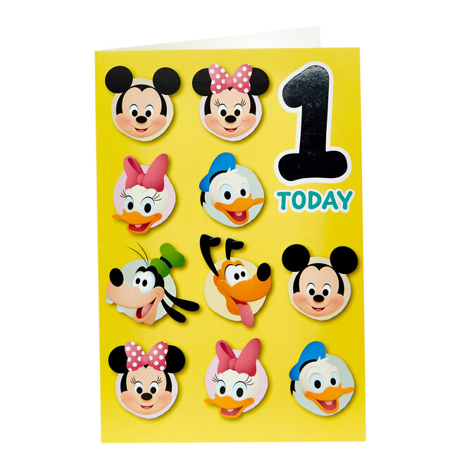 Mickey Mouse & Friends 1st Birthday Card
