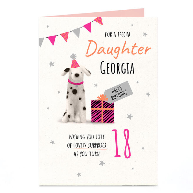 Personalised Birthday Card - Dog In Party Hat