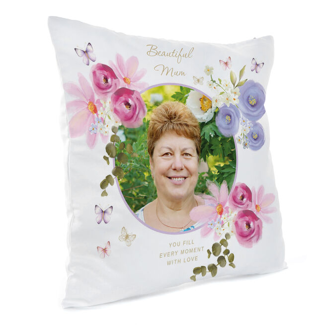Photo Upload Mother's Day Cushion - Floral Frame