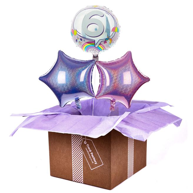 Rainbows 6th Birthday Balloon Bouquet - DELIVERED INFLATED!