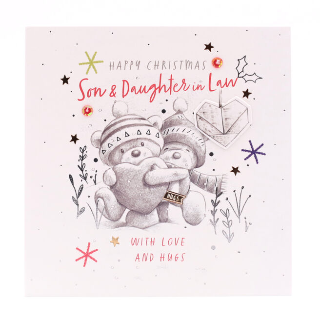 Hugs Bear Christmas Card - Son And Daughter In Law, Cute Bears