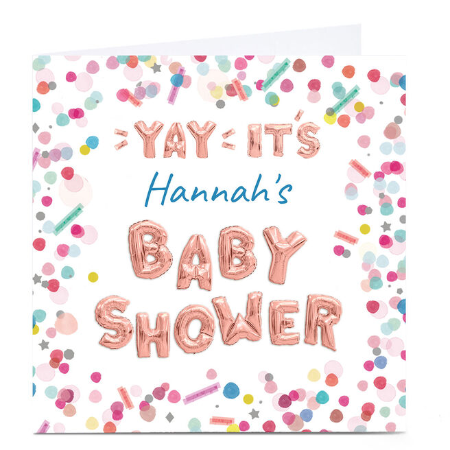 SIT_DogJ Personalised Baby Shower Card - Rose Gold Balloons