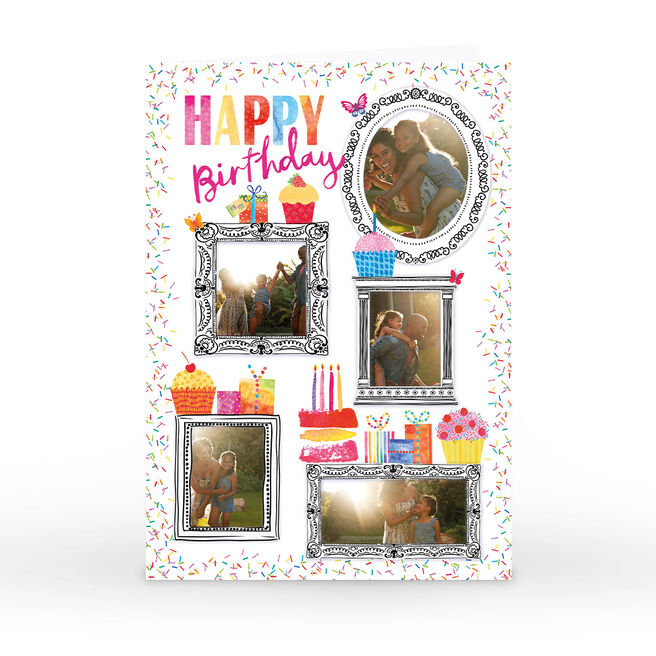 Personalised Nik Golesworthy Birthday Photo Card - Frames & Confetti 