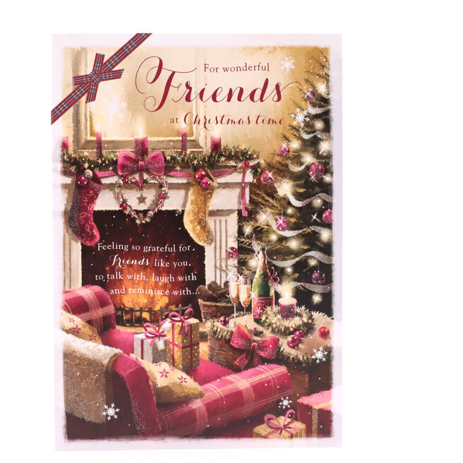 Christmas Card - Wonderful Friends Traditional Fireside