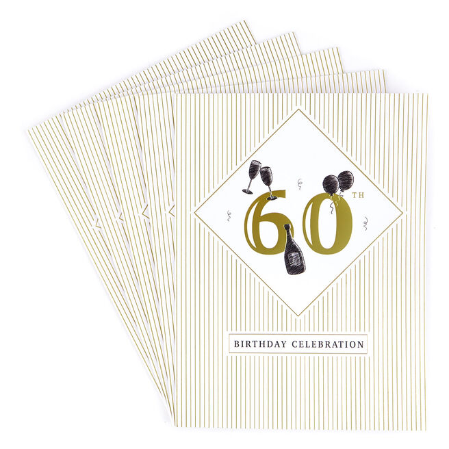 60th Birthday Party Invitations - Pack of 12