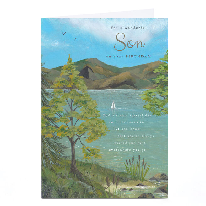 Personalised Studio Everyday Male Card - Trees with a Lake
