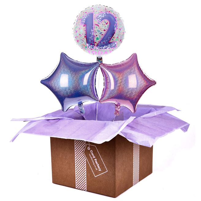 Mosaic 12th Birthday Balloon Bouquet - DELIVERED INFLATED!