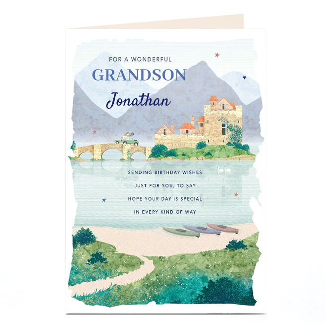 Personalised Studio Everyday Male Card - Castle on a Lake