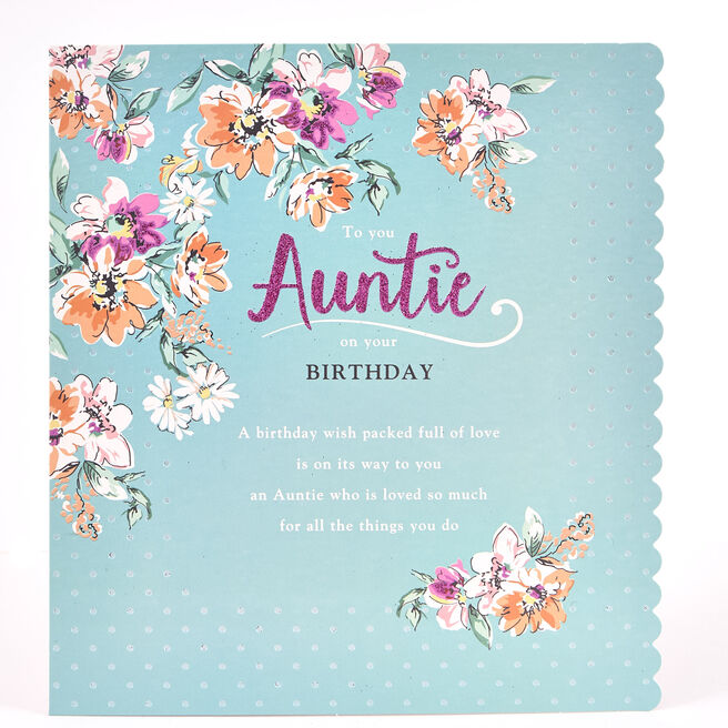 Platinum Collection Birthday Card - Auntie, Flowers