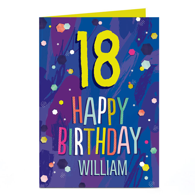 Personalised Editable Age Birthday Card - Happy Birthday Blue