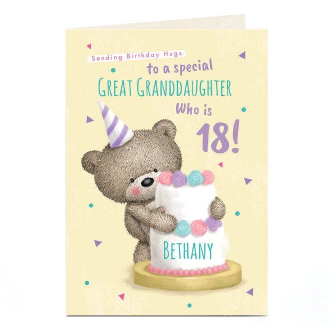 Personalised Studio Milestone Birthday Card - HUGS - Bear with Birthday Cake
