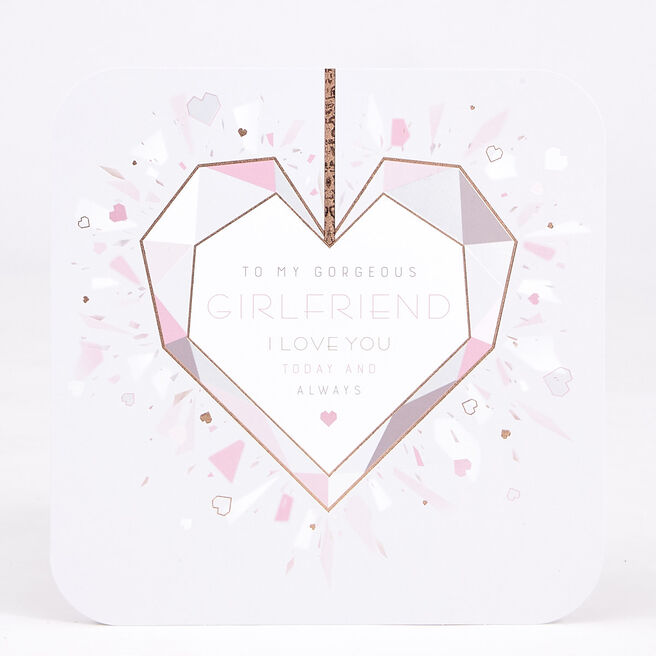 Valentine's Day Card - Platinum Collection Girlfriend Geometric