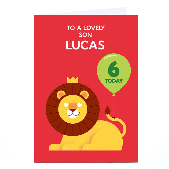 Personalised Jamie Nash Birthday Card - Lion & Balloon