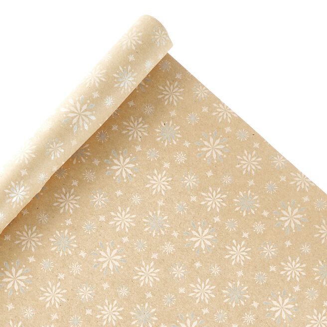 Recyclable Christmas Snowflake Wrapping Paper - 3 Metres 