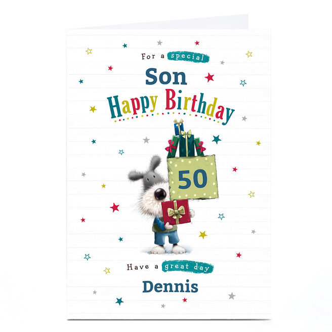 Personalised Birthday Card - Dog & Gifts Have A Great Day