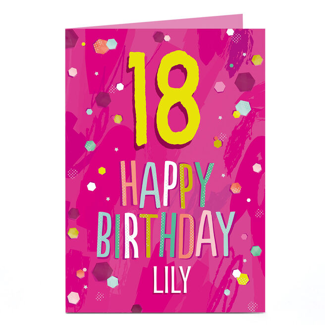 Personalised Editable Age Birthday Card - Happy Birthday Pink