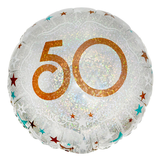 Silver & Bronze 50th Birthday 18-Inch Foil Helium Balloon