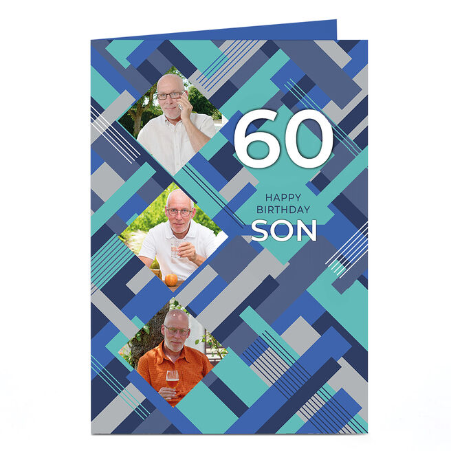 Photo Birthday Card - Blue Pattern Any Recipient